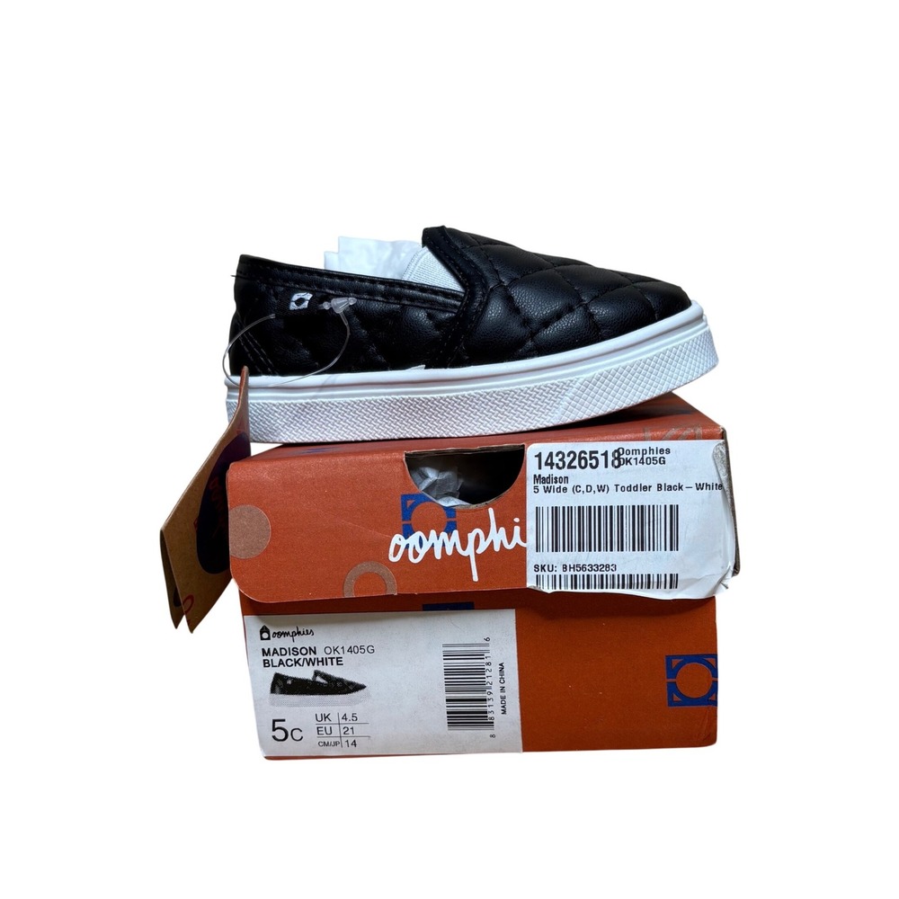 Oomphies Madison Toddler 5W‎ Black Quilted Slip On Shoes